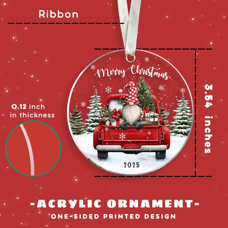 SUCHAGIFT Gnome Christmas Ornaments, Gnome Ornaments for Christmas Tree - Gnomes Gifts for Women, Men, Lovers - Acrylic Xmas Ornament 2025 - Image 3
